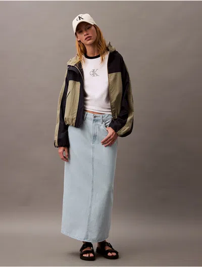 Calvin Klein Women's Denim Maxi Skirt In Bleached Indigo