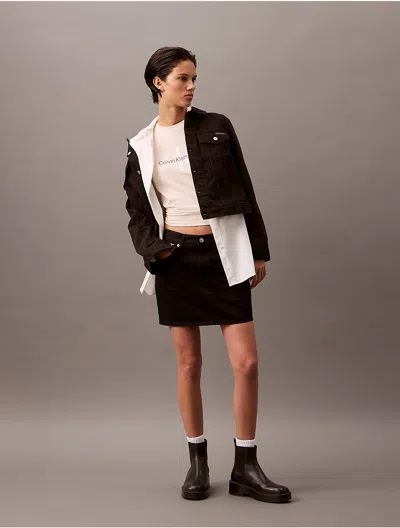 Calvin Klein Women's Denim Mini Skirt In Classic Black