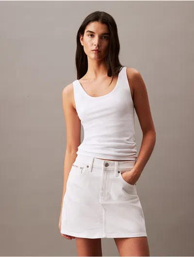 Calvin Klein Women's Denim Mini Skirt In Classic White