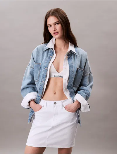 Calvin Klein Women's Denim Mini Skirt In Optic White