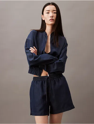 Calvin Klein Women's Denim Pull-on Shorts In Blue