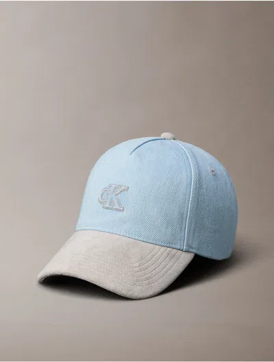 Calvin Klein Women's Denim Sueded Monogram Cap In Multi