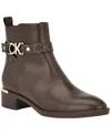Calvin Klein Dhara Womens Zipper Faux Leather Ankle Boots In Brown