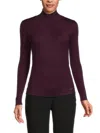 Calvin Klein Women's Diagnoal Ribbed Mockneck Sweater In Aubergine
