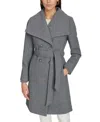 Calvin Klein Women's Double-breasted Belted Coat In Medium Grey