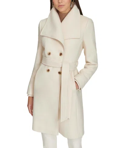 Calvin Klein Women's Double-breasted Belted Coat In Nude
