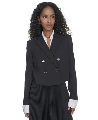 CALVIN KLEIN WOMEN'S DOUBLE-BREASTED CROPPED JACKET