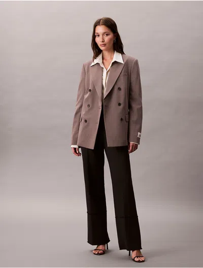 Calvin Klein Women's Double-breasted Wool Gabardine Blend Blazer