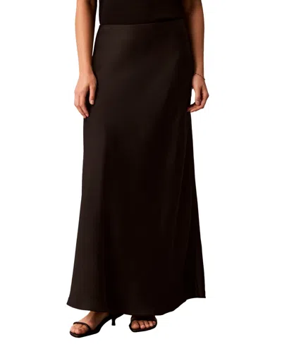 Calvin Klein Women's Double Faced Satin Bias-cut Maxi Skirt In Black