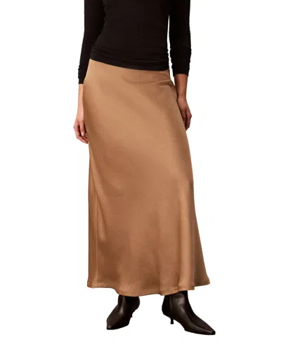 Calvin Klein Women's Double Faced Satin Bias-cut Maxi Skirt In Cafe Mist