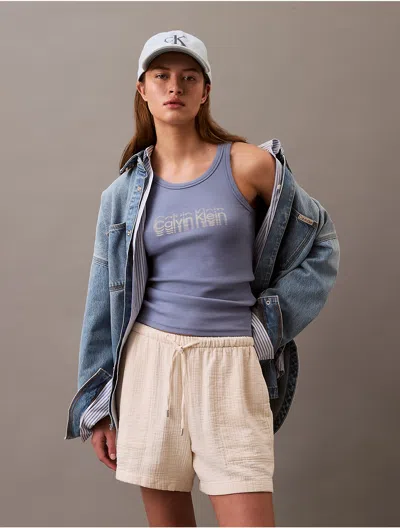 Calvin Klein Women's Double Gauze Pull-on Short In Chalk