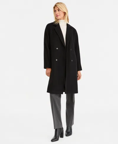 Calvin Klein Women's Double-breasted Coat In Black