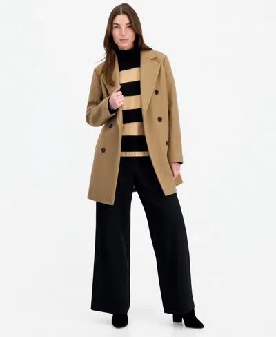 Calvin Klein Women's Double-breasted Pea Coat, Created For Macy's In Camel