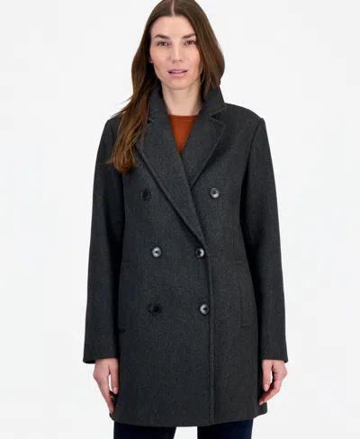 Calvin Klein Women's Double-breasted Pea Coat, Created For Macy's In Heather Grey