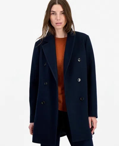 Calvin Klein Women's Double-breasted Pea Coat, Created For Macy's In Navy