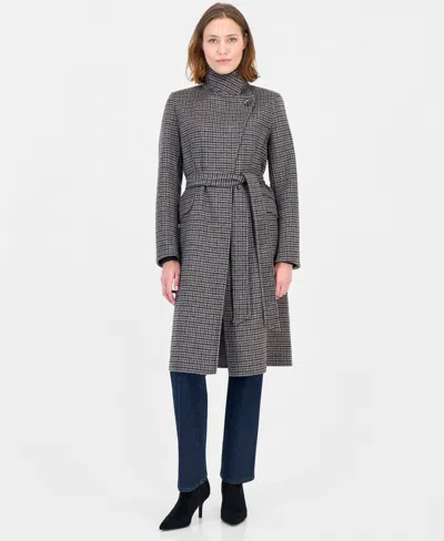 Calvin Klein Women's Double-faced Wrap Coat In Animal Print