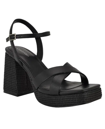 Calvin Klein Women's Drancy Platform Block Heel Sandals In Black