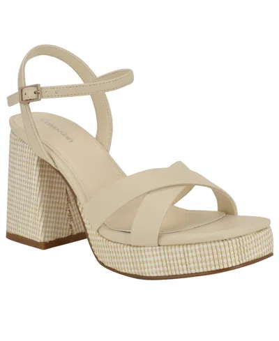 Calvin Klein Women's Drancy Platform Block Heel Sandals In Ivory