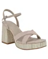 Calvin Klein Women's Drancy Platform Block Heel Sandals In Light Gray Suede