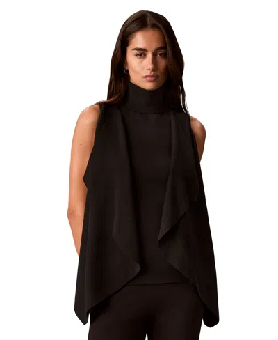 Calvin Klein Women's Drape Front Mock Neck Sleeveless Sweater In Black