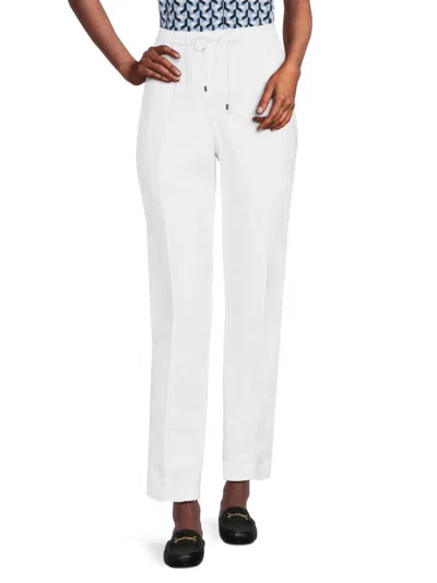 Calvin Klein Women's Drawstring Linen Blend Pants In White