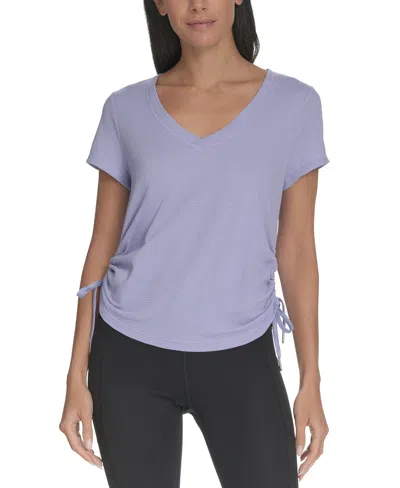 Calvin Klein Women's Drawstring-ruched Textured Top In Purple