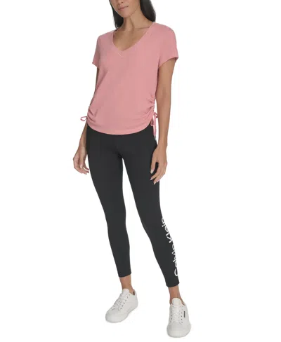 Calvin Klein Women's Drawstring-ruched Textured Top