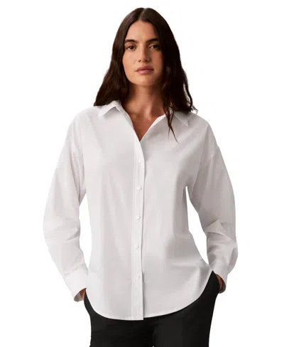 Calvin Klein Women's Easy Care Long-sleeve Shirt In Photo White