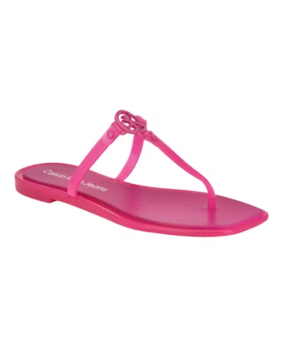 Calvin Klein Women's Edhen Open-toe Jelly Thong Sandals In Medium Pink