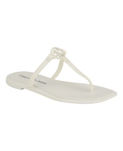 Calvin Klein Women's Edhen Open-toe Casual Flat Sandals In White