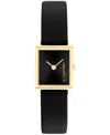 Calvin Klein Women's Elongated Black Leather Strap Watch, 18.5 X 20.5mm In Black