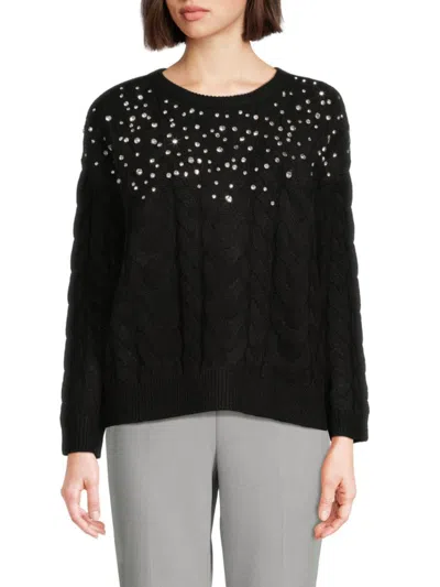 Calvin Klein Women's Embellished Sweater In Black