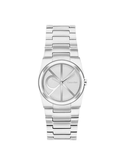 Calvin Klein Women's Emblem Dial Link Bracelet Watch In Silver