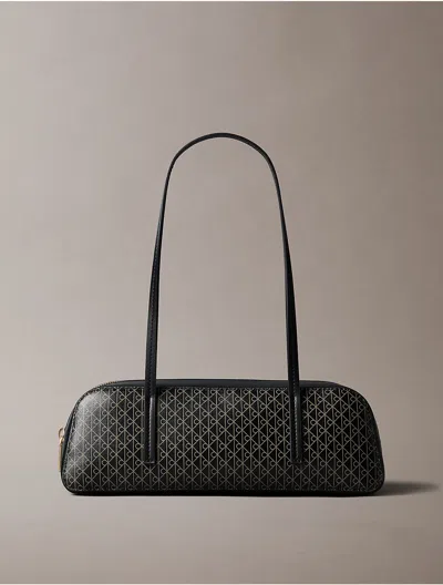 Calvin Klein Women's Emblem Logo Bauletto Bag In Black Aop