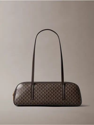 Calvin Klein Women's Emblem Logo Bauletto Bag In Delicioso/coca Mocha Aop