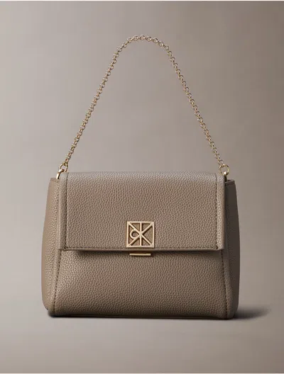 Calvin Klein Leather Shoulder Bag In Brown