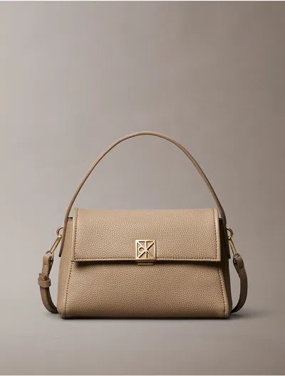 Calvin Klein Leather Shoulder Bag In Brown