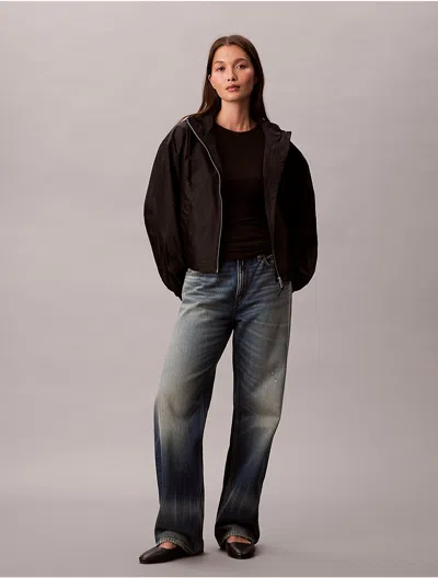 Calvin Klein Women's Emblem Logo Jacquard Wind Jacket In Black