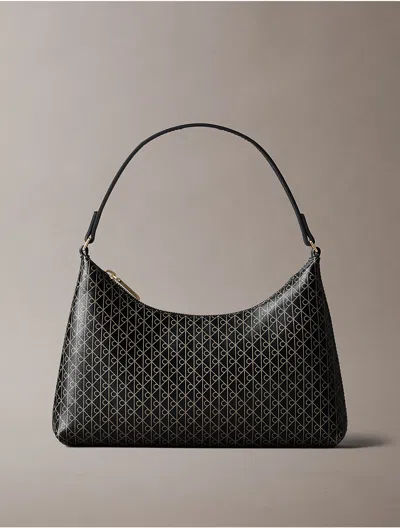 Calvin Klein Women's Emblem Logo Small Shoulder Bag In Black Aop