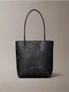 Calvin Klein Women's Embossed Allover Monogram Logo Small Tote Bag In Black