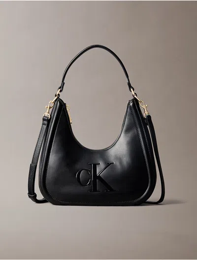 Calvin Klein Women's Embossed Monogram Crescent Bag In Black