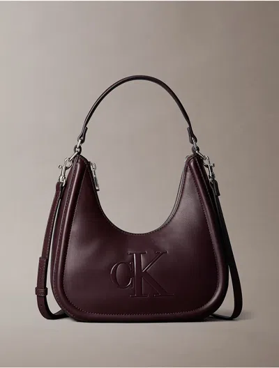 Calvin Klein Women's Embossed Monogram Crescent Bag In Fudge