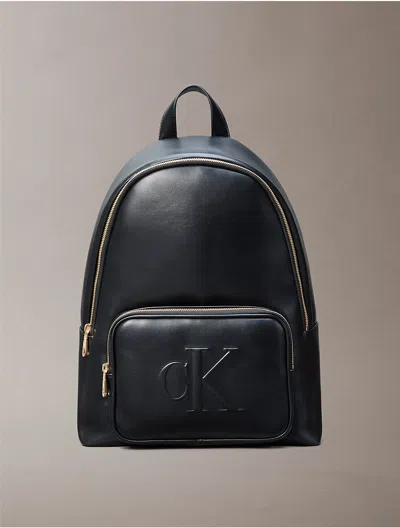 Calvin Klein Women's Embossed Monogram Logo Backpack In Black