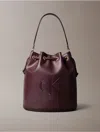 Calvin Klein Women's Embossed Monogram Logo Bucket Bag In Brown