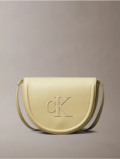 Calvin Klein Women's Embossed Monogram Logo Saddle Bag In Green