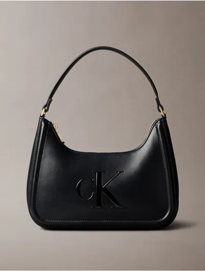 Calvin Klein Women's Embossed Monogram Logo Shoulder Bag In Black