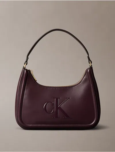 Calvin Klein Women's Embossed Monogram Logo Shoulder Bag In Brown