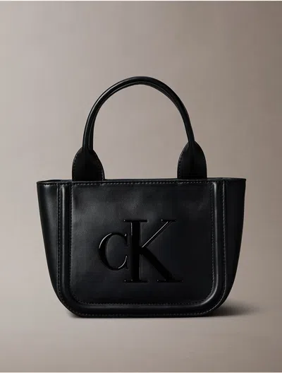 Calvin Klein Women's Embossed Monogram Logo Small Tote Bag In Black