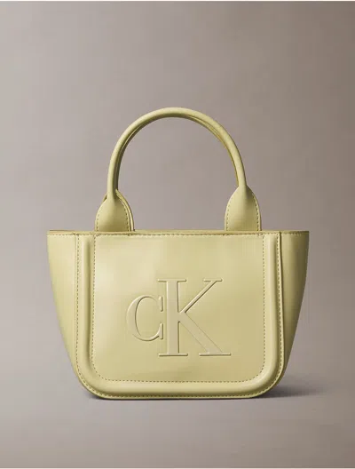 Calvin Klein Women's Embossed Monogram Logo Small Tote Bag In Green