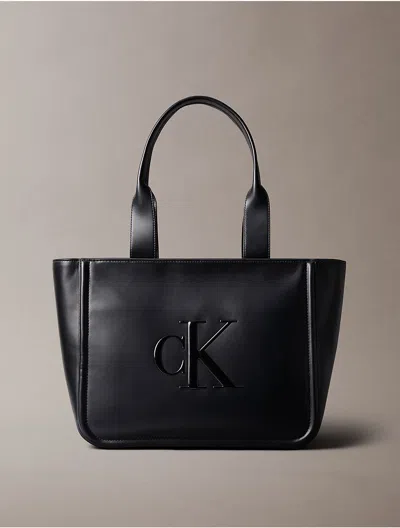 Calvin Klein Women's Embossed Monogram Logo Tote Bag In Black